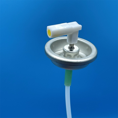 কেনা one inch metal stem metered valve with L shape actuator for Air freshener spray can  অনলাইনে উৎপাদন
